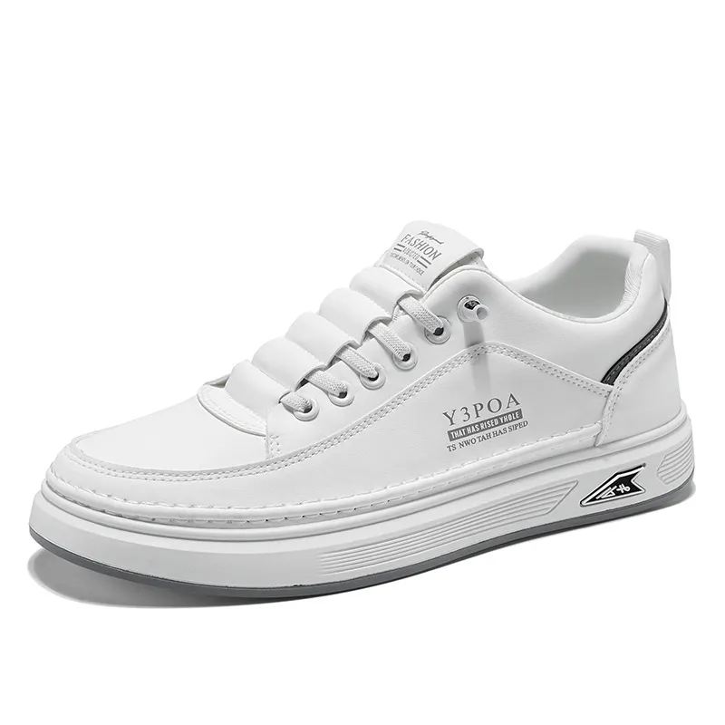 Men's Breathable White Platform Sneakers Spring – Thick Sole Casual Skate Shoes, Trendy Versatile Sports Shoes for Men